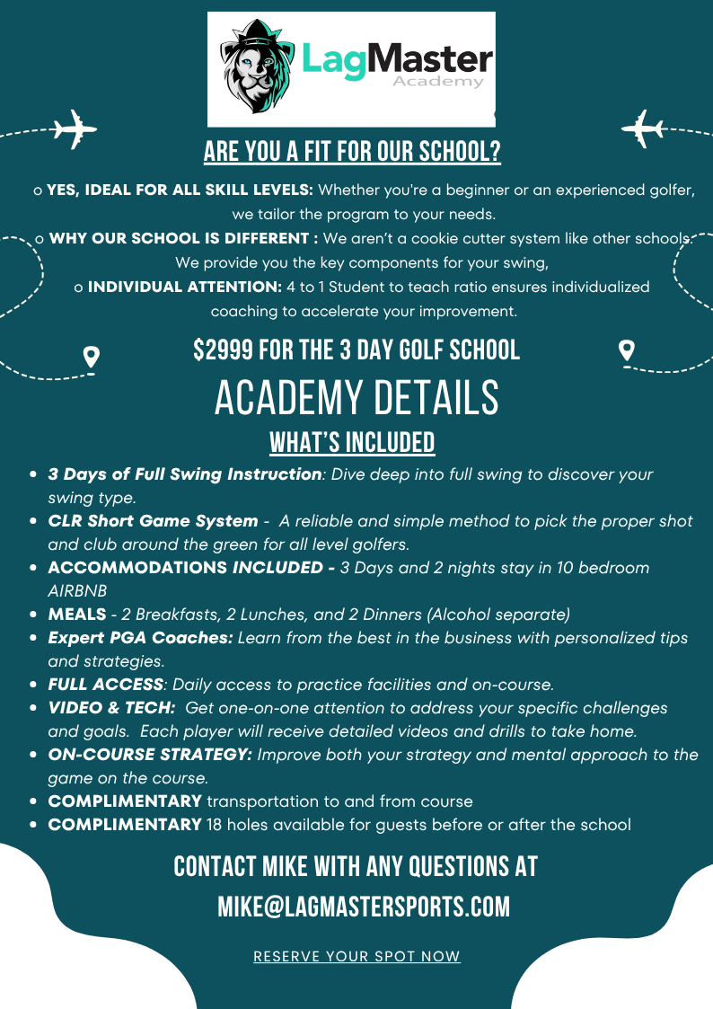 November 13-15, 2025 LagMaster Academy Golf Retreat - Orlando, FL